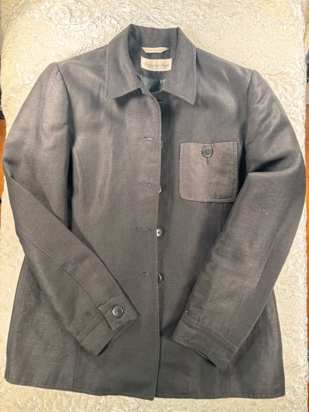 Giorgio Sant Angelo VINTAGE Women's Black Single-Chest Pocket Button Jacket